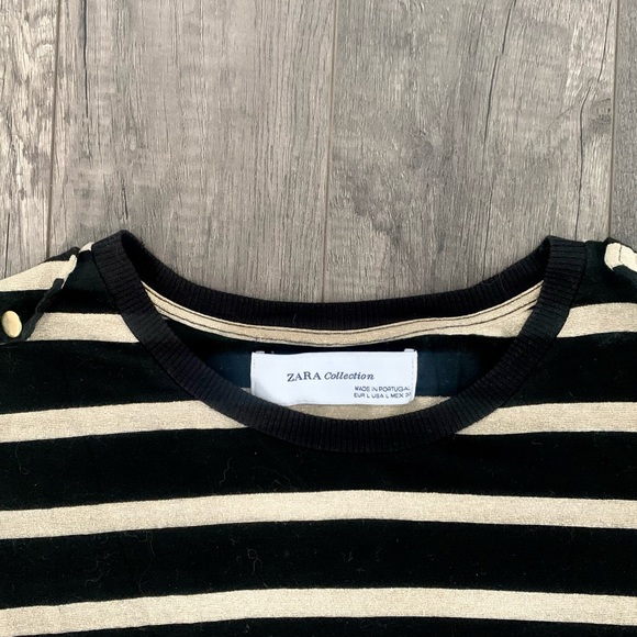 Zara Collection Striped Black and Gold Top Size L - Picture 2 of 2